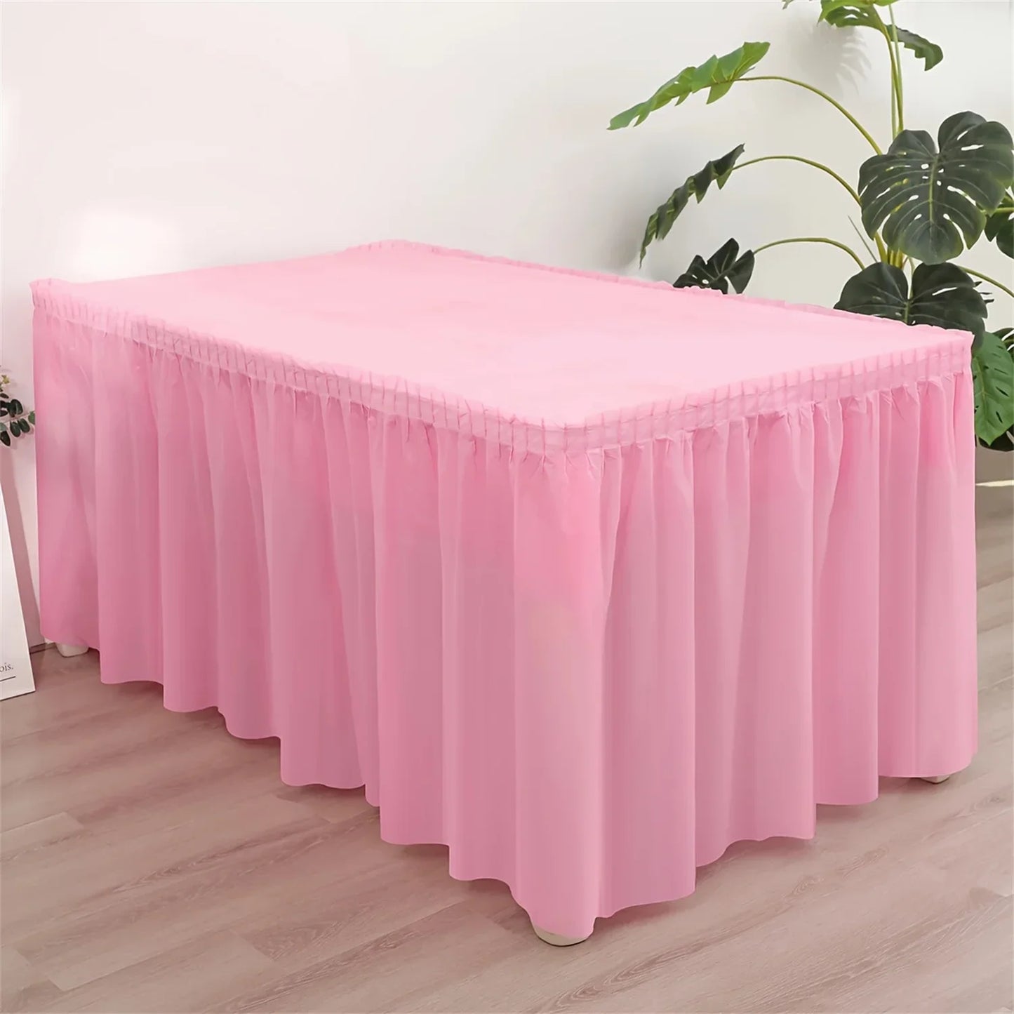 Juego de mantel desechable, cubierta de mesa de Color sólido, faldas de mesa, cubiertas de mesa de papel rectangulares con falda larga para fiesta