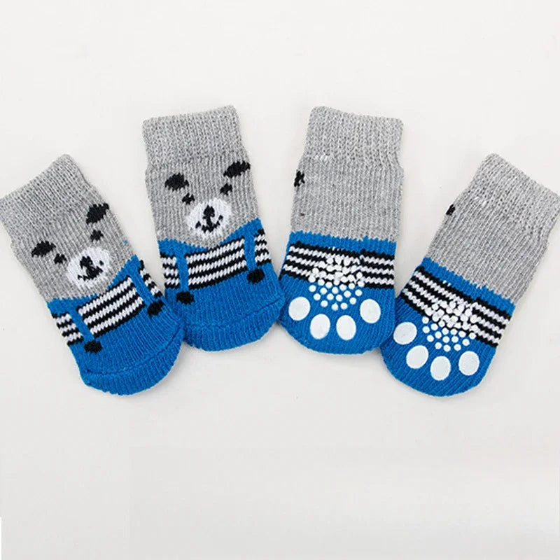 4Pcs/Set Pet Socks Anti Slip Dog Foot Cover Set Teddy Dog Shoes Set 4 Dogs Socks Puppy Socks Dogs Shoes for Small Dogs