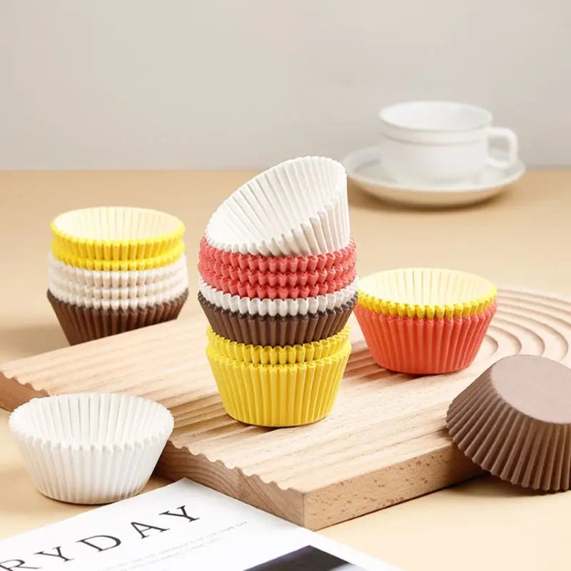 100 Uds. Tazas desechables para muffins, moldes para tarta de huevo, tazas para magdalenas resistentes al calor, revestimientos de papel grueso para magdalenas, moldes para tarta, herramientas para hornear