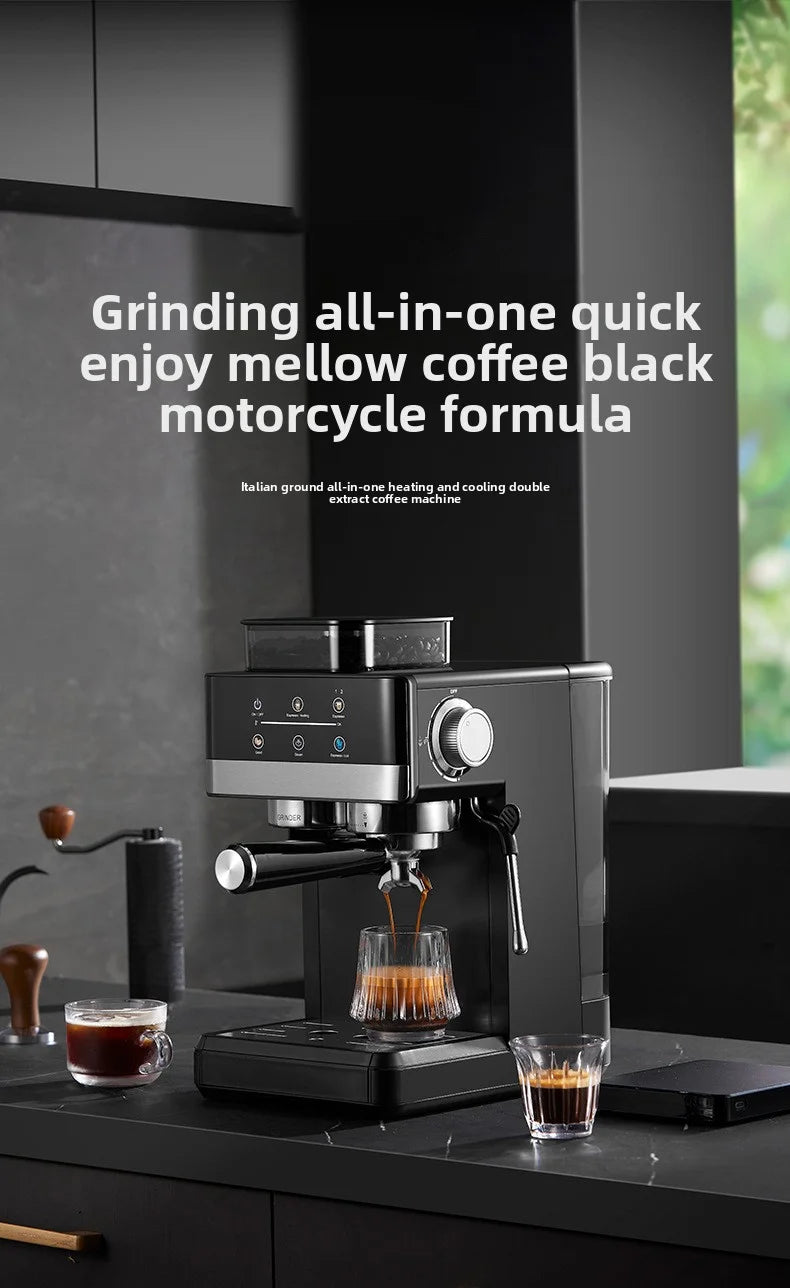 Molino de Café Eléctrico + Máquina de Café Integrada | Totalmente Automático, Granos de Café Recién Molidos | Molienda Rápida para el Desayuno