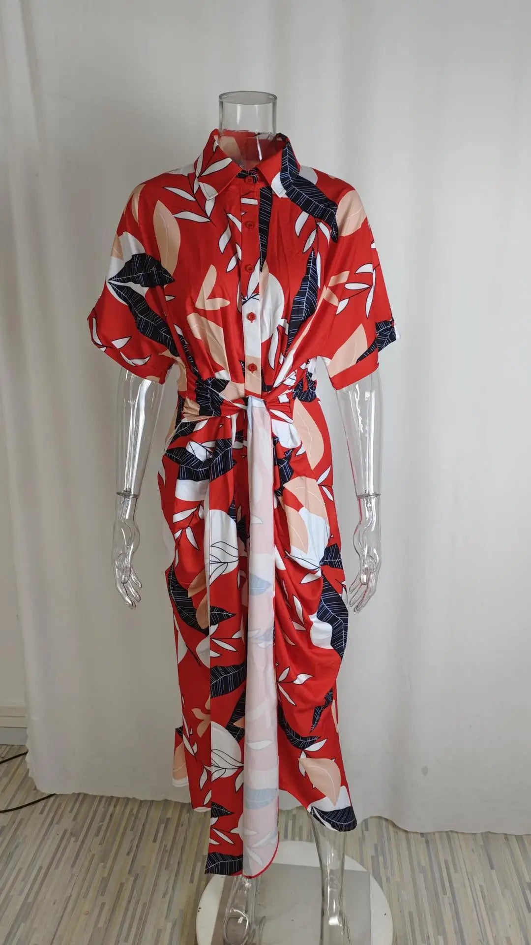 Vestidos Elegantes para Mujer 2026: Vestido de Mujer con Estampado Irregular, Cuello Solapa, Ajuste Delgado y Contraste, Ideal para el Trabajo y con un Toque de Temperamento.