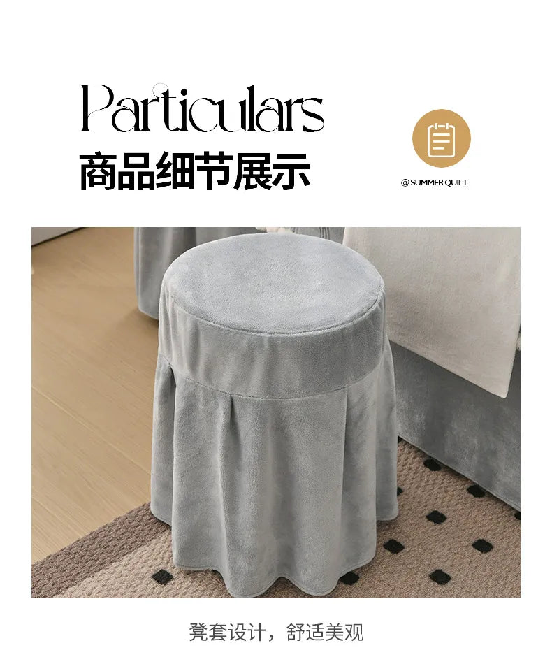 Juego de cama gruesa de terciopelo de leche para salón de belleza, falda de cama de Spa para masaje, funda de almohada, funda de taburete y funda nórdica, Sábana de salón para Club, 4 Uds.