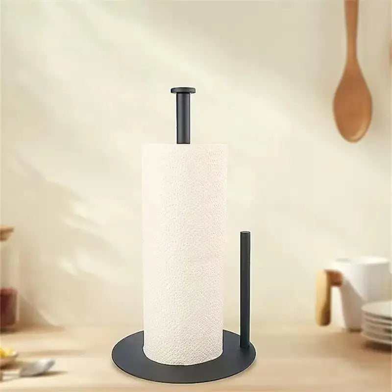 Portarrollos de cocina de acero inoxidable con base pesada - Organizador de encimera resistente, diseño que ahorra espacio para toallas de papel