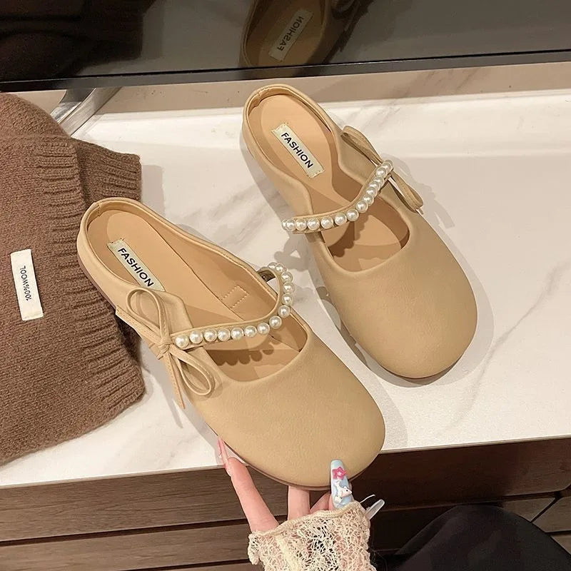 Sandalias Mary Jane de mujer, estilo nuevo, para primavera y verano, con suela plana, suave, cerrada y tipo pantufla.