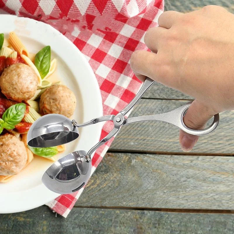 Herramienta para hacer bolas de carne, Clip redondo de acero inoxidable, cuchara moldeadora de bolas de arroz, molde para hacer albóndigas, utensilio de cocina relleno antiadherente