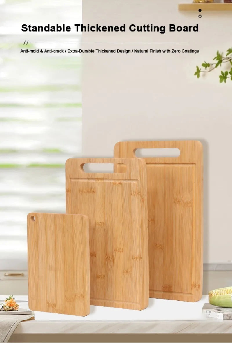 Tabla de Cortar de Bambú WXCOO de Doble Cara, Tabla de Cortar de Bambú Moso Natural Antimoho, Tabla de Bambú para Cocina, Utensilios Domésticos