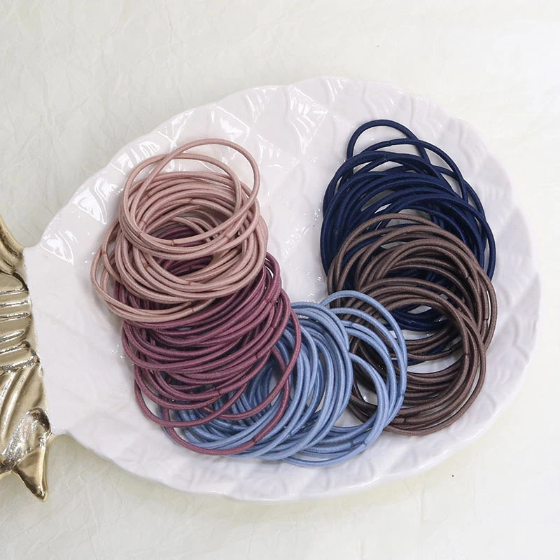 100 unids/set lazos para el cabello bandas de goma elásticas para mujeres y hombres bandas de goma para el cabello fino coleteros accesorios para el cabello para mujeres
