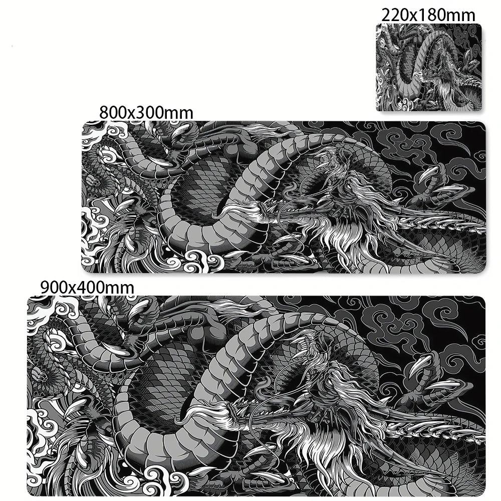 Alfombrilla grande para ratón de dragón blanco y negro, alfombrilla para ratón para juegos, Base de goma grande, alfombrilla para ratón, alfombrilla para escritorio púrpura, alfombrillas para ratón 400x900
