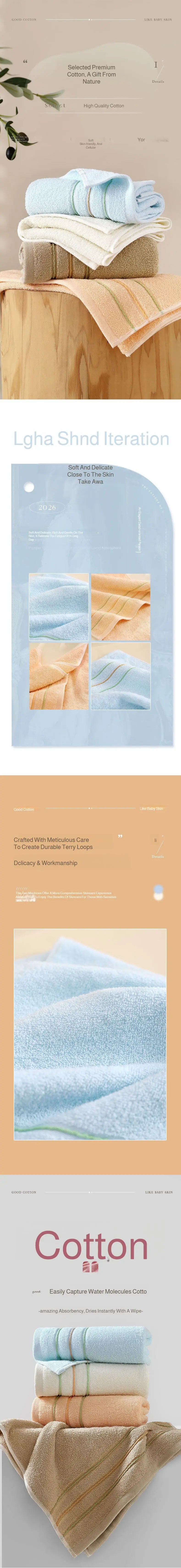 Toalla de Algodón para Baño, Toalla de Mano Suave de Secado Rápido, Toalla Facial Gruesa para Baño, Gimnasio, Spa, Adultos, Hotel, Viajes, Estudiantes