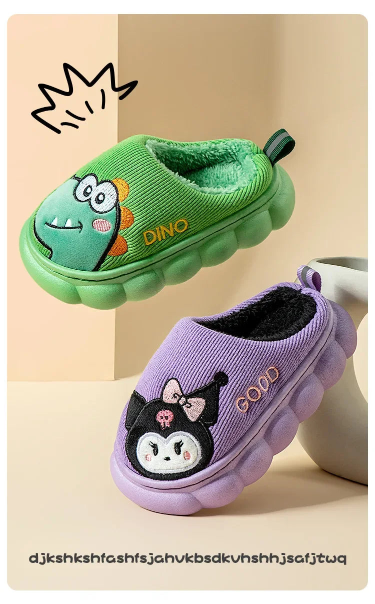Otoño Invierno niños zapatillas de algodón niños pequeños interior antideslizante cálido Zapatilla de casa niños niñas bebé lindo zapatos de felpa de dibujos animados