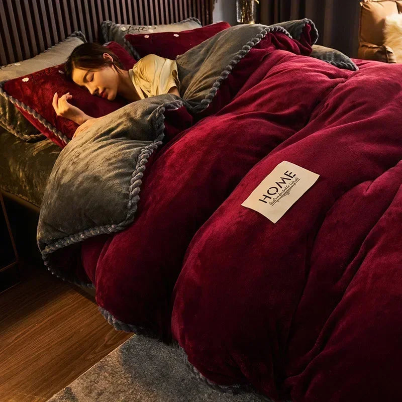 Funda nórdica de felpa para cama de pareja, colchas para cama individual, doble, Queen, King, Velvect, cálida y suave, nórdica, para invierno