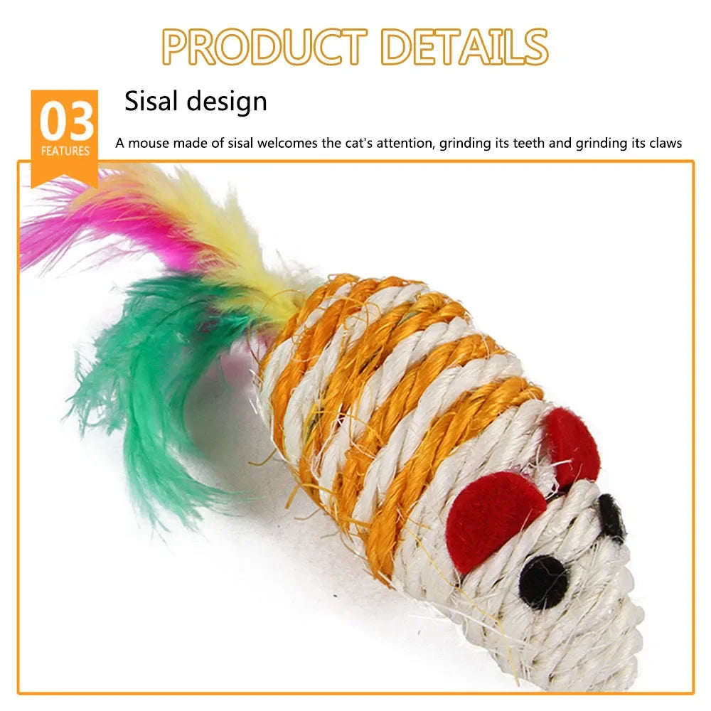 Paquete Variado de Juguetes para Gatitos - Set Combinado de Juguetes para Gatos, Juguete Divertido para Gatos, Varita con Ratón de Sisal, Bola con Campana, Suministros para Gatos
