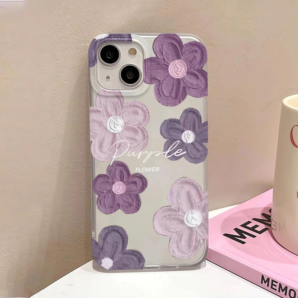 Fundas de teléfono de silicona suave mate para iPhone 15 funda iPhone 16 13 17 Pro Max 14 11 12 Pro 15 16 Plus funda transparente a prueba de golpes con flores