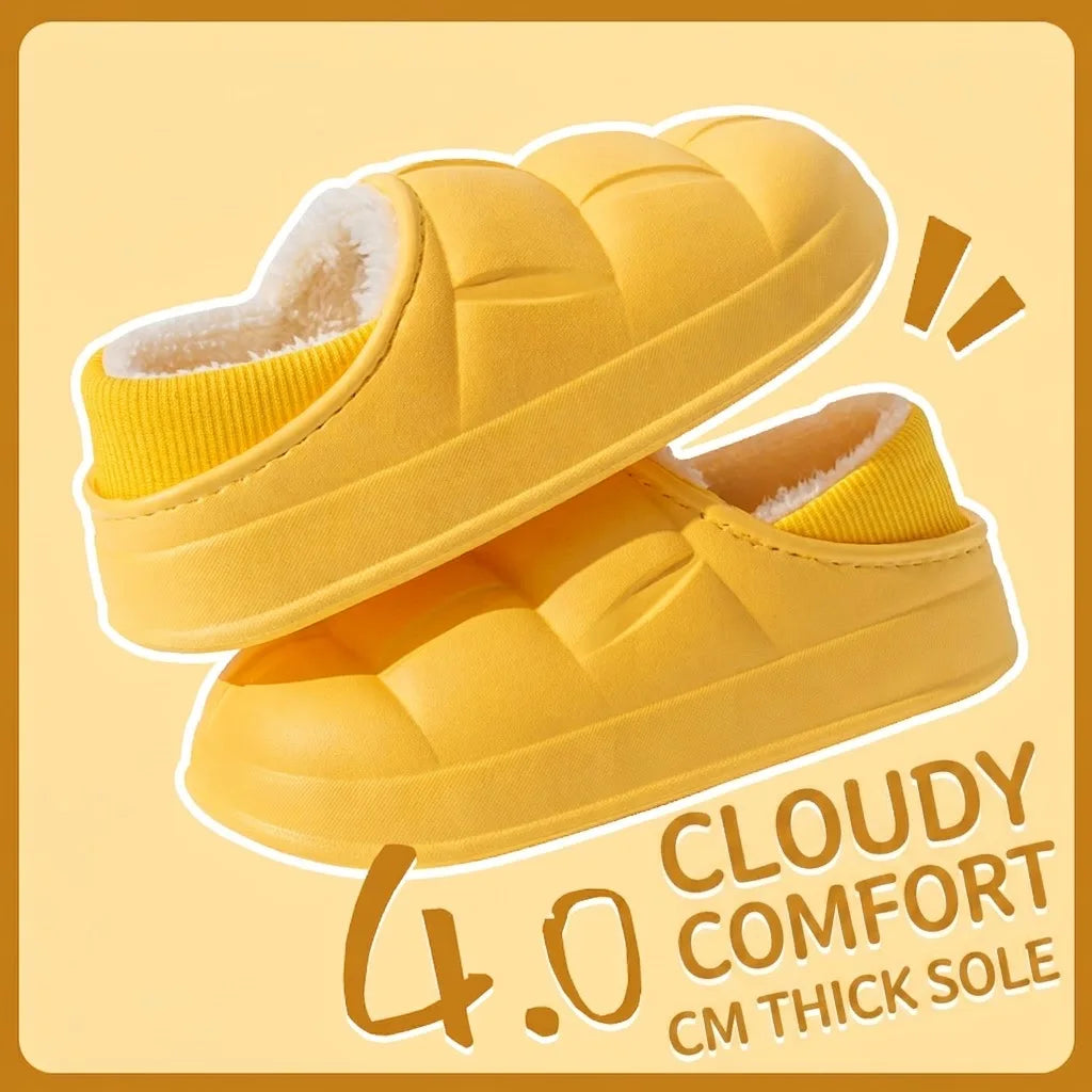 Pantuflas Impermeables de Invierno para Mujer y Hombre, Suela Gruesa de 4 cm, Cálidas y Afelpadas, Zapatos de Interior Antideslizantes, Forradas de Piel, Zuecos Suaves y Acolchados