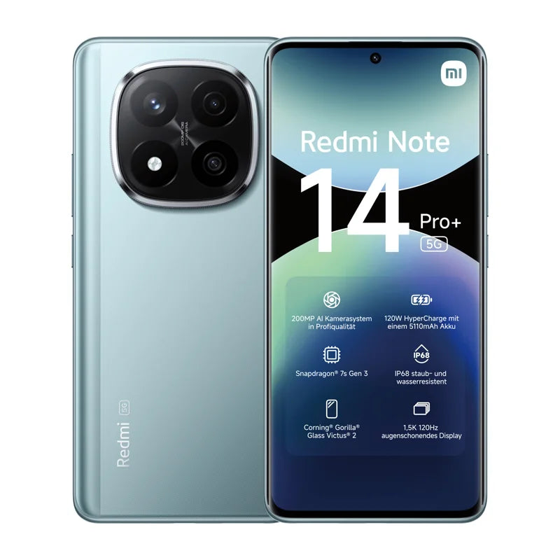 Versión global Redmi Note 14 Pro+ 5G Smartphone Snapdragon 7s Gen 3 200MP Cámara trasera IP68