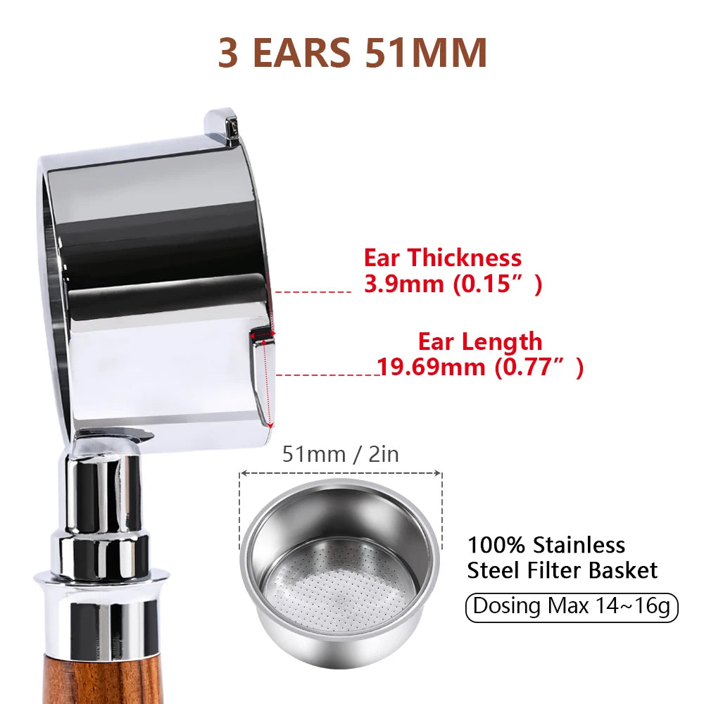 Portafiltro sin fondo para café, 51mm, para Homix H11 Oster Cecotec Hibrew, cesta de filtro de repuesto de 1 y 2 tazas, accesorio para máquina de café expreso