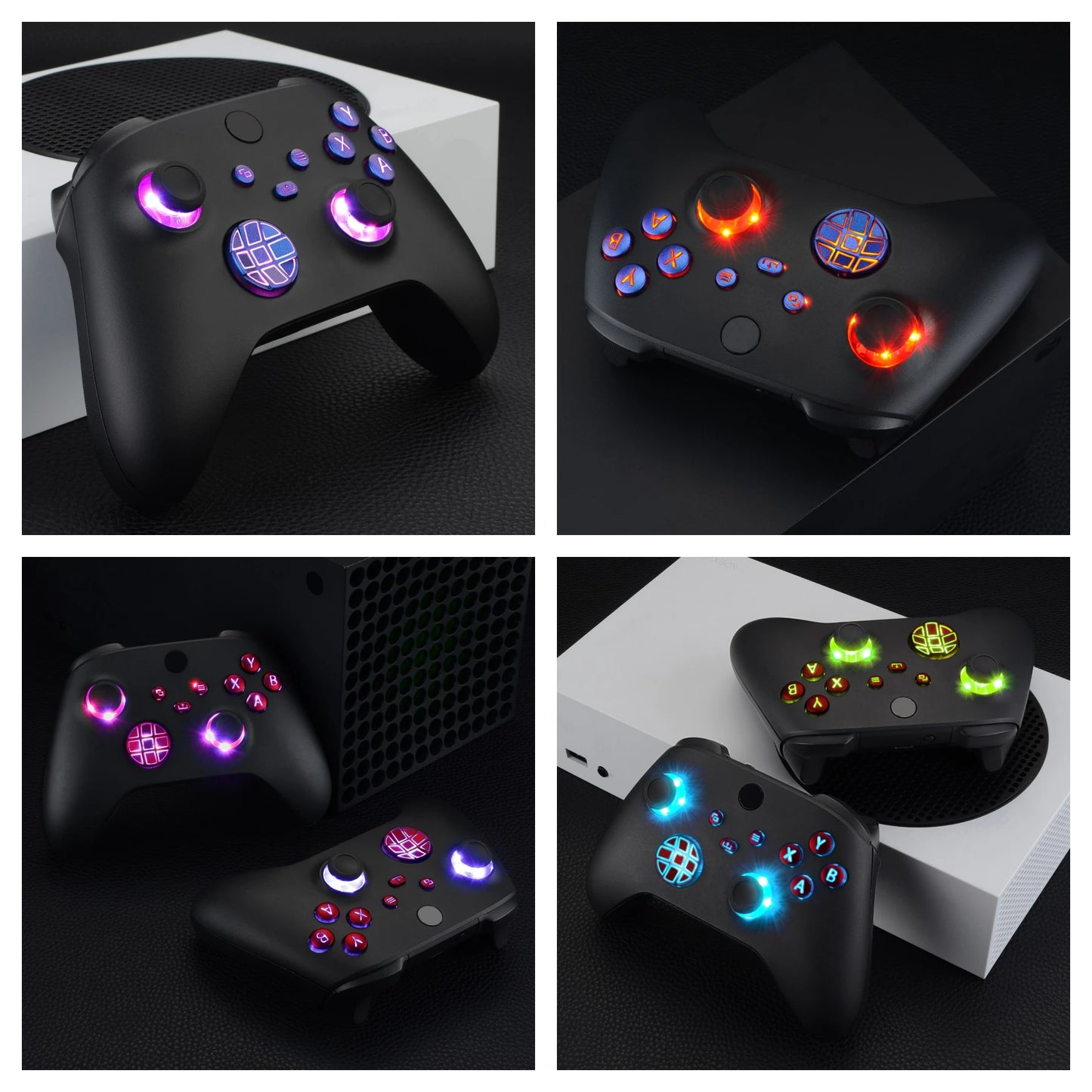 eXtremeRate Kit LED DTF V2 luminoso multicolor para controlador Xbox Series X/S modelo 1914, botones de palanca de mando D-pad