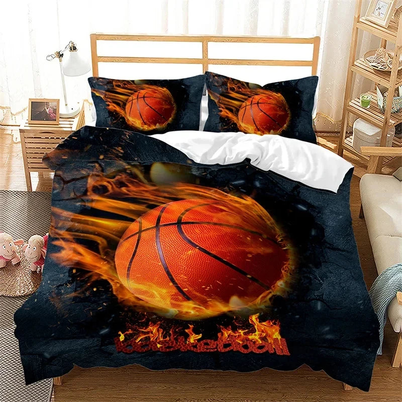 Funda nórdica de baloncesto, juego de cama deportivo para juegos, funda de edredón para jugadores de baloncesto, dormitorio para adolescentes y adultos