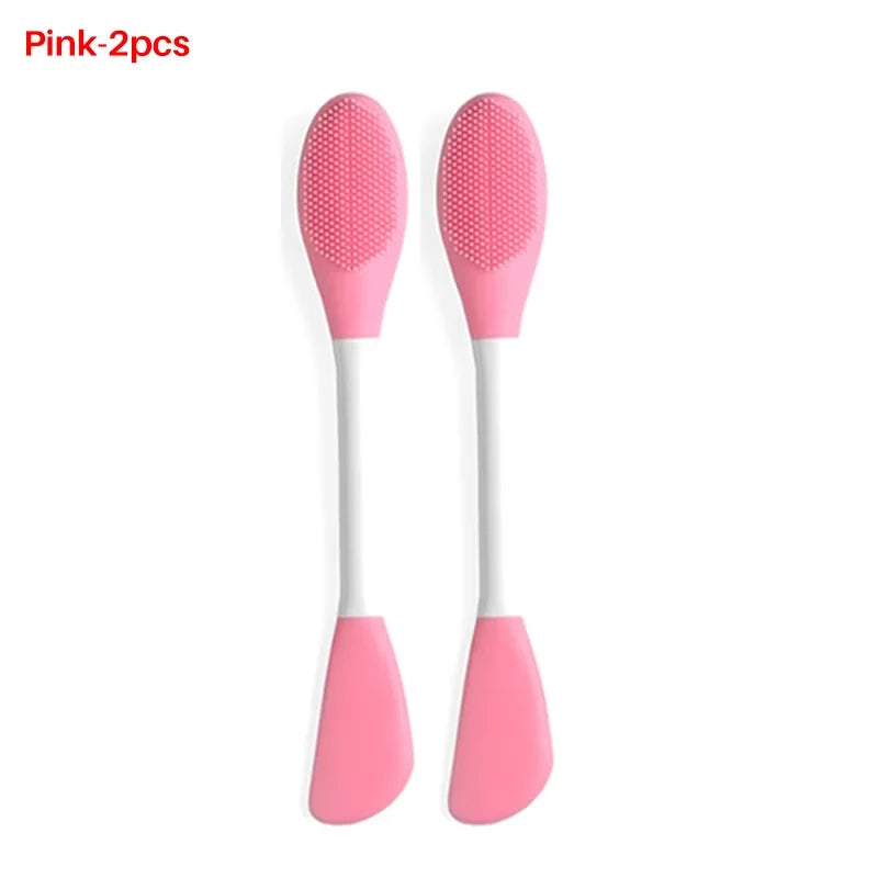 Cepillo para mascarilla Facial de doble cabezal, aplicador de silicona, cuchara, espátula, palo agitador, cuidado de limpieza Facial de la piel, herramientas de maquillaje para el hogar