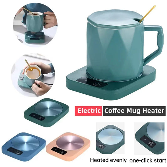 55 ℃   Posavasos Calefactor de Temperatura Constante, Calentamiento Uniforme, Compatible con Cualquier Forma de Taza, Inicio con un Clic, Apto para Café, Leche, Té, Enchufe Estadounidense