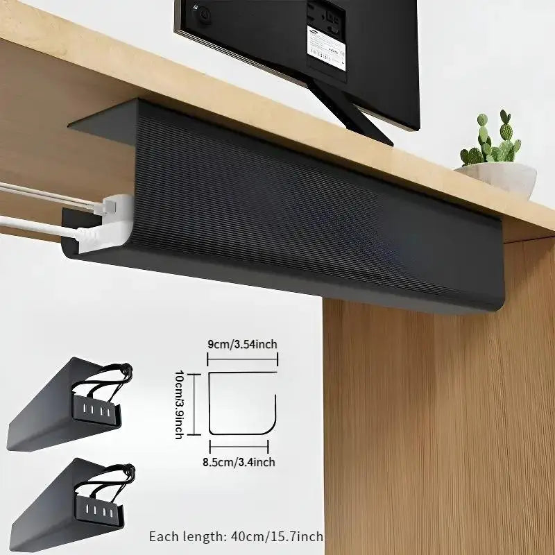 Nuevo Organizador de Cables de PVC para Debajo de la Mesa, 40 cm/15.75 Pulgadas, Sin Perforaciones, Organizador de Cables para Oficina, Fácil Instalación, Montaje en Pared