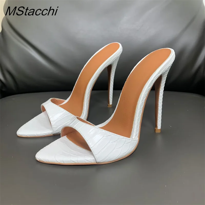Zapatillas de tacón súper alto para mujer, zapatos de verano con punta abierta, sandalias de tacón de aguja de colores combinados, zapatos sexis de fiesta para mujer, zapatos de tacón de lujo para mujer