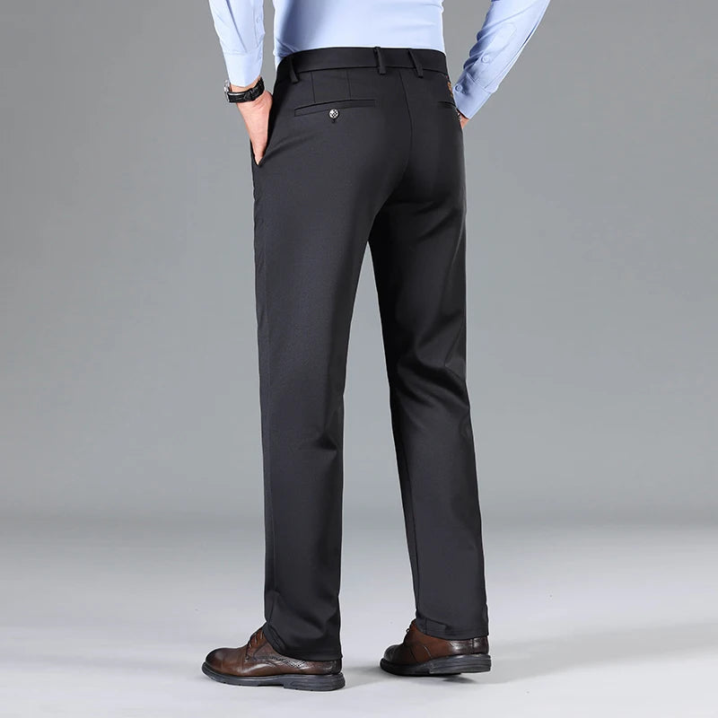 Pantalones de Traje Delgados de Verano para Hombre, Estilo Holgado y Recto, de Cintura Alta, Formales, para Trabajo, Talla Grande 40