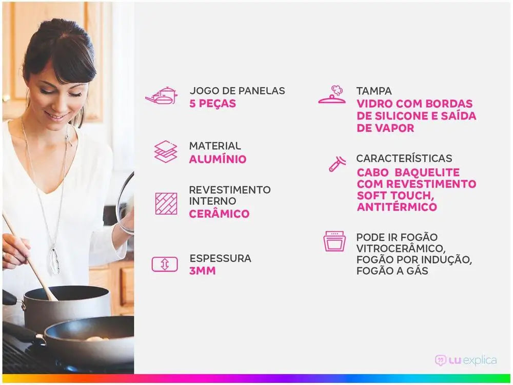 Juego de Utensilios de Cocina Brinox Carbon Ceramic Life de 5 Piezas en Aluminio Negro con Revestimiento Cerámico