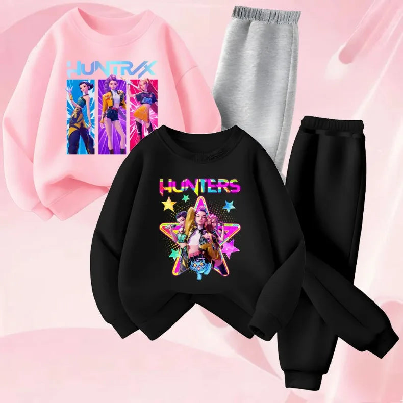 Conjuntos de 2 Piezas para Niñas, Primavera-Otoño, con Estampado de Dibujos Animados, Conjuntos de Sudadera y Pantalones Deportivos para Niños, Conjuntos Casuales para Bebés y Niños Pequeños