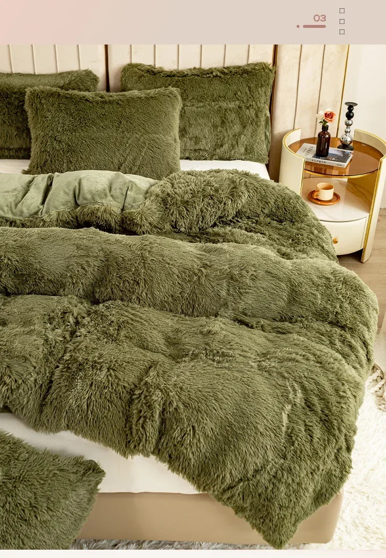 Juego de funda nórdica de felpa de lujo de 3/4 piezas: ropa de cama acogedora y suave, perfecta para el confort del dormitorio, ideal para habitaciones de invitados y dormitorio Aesth