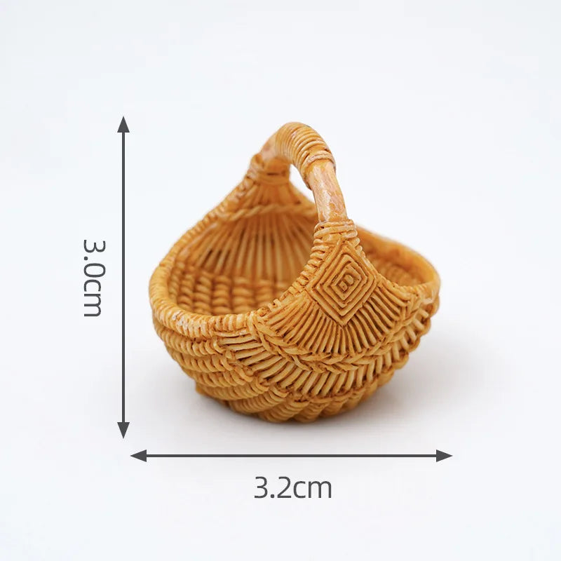 Cesta de Mimbre en Miniatura para Casa de Muñecas 1/12, Modelo de Cesta de Pan y Frutas, Accesorios para Escena de Cocina, Regalo para Niños