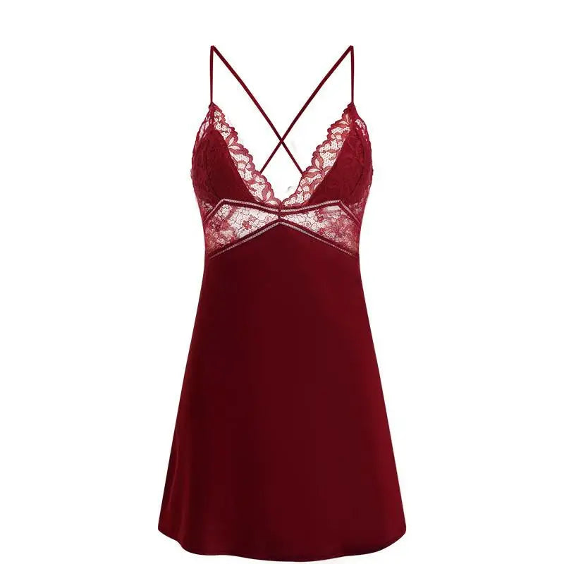 Sexy Intimate Lingerie Perspective Nightwear Lace Patchwork Home Wear Robe Suit Lady Kimono Gown Sleepwear Satin Nighty Bathrobe