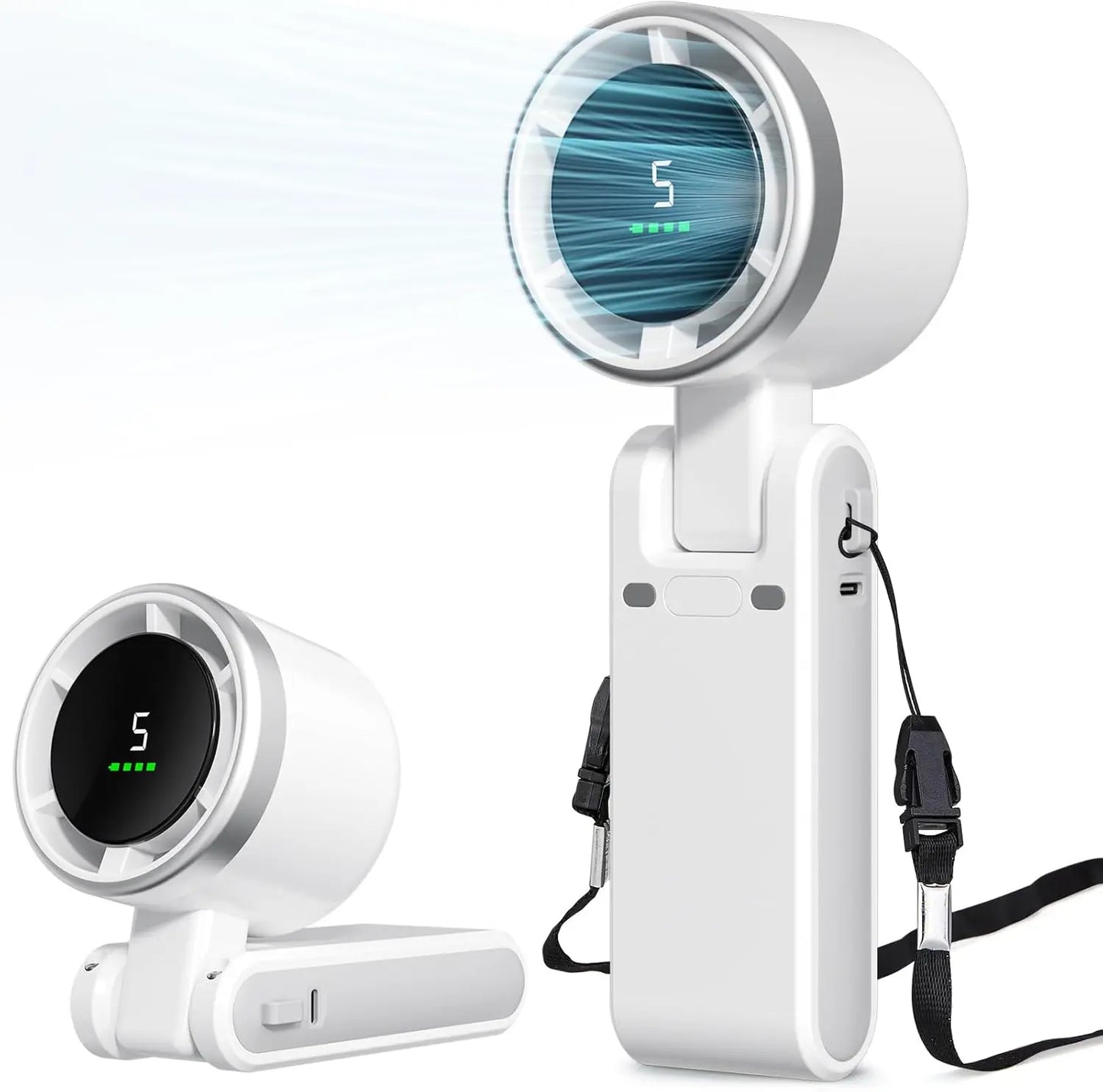 Mini Ventilador de Mano de Alta Velocidad, Carga USB, Pantalla Digital, Portátil, Plegable, para Escritorio, Camping, Ventilador Turbo Potente