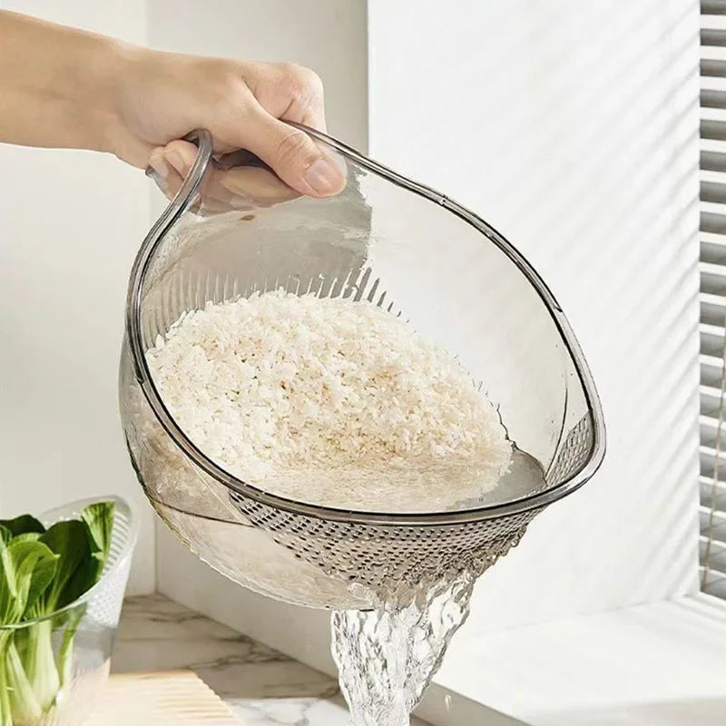 Dispositivo de lavado de cocina, filtro de lavado de arroz, lavabo de enjuague de arroz, cesta de drenaje para el hogar, fregadero de basón de fruta con mango