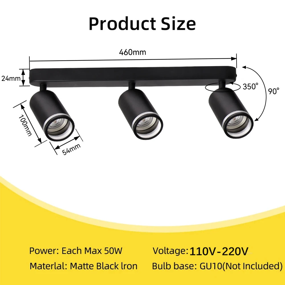 Lámpara de techo, luz de pista LED para dormitorio, pasillo, tienda, lámpara superior, bombilla GU10, iluminación de repuesto, focos LED ajustables