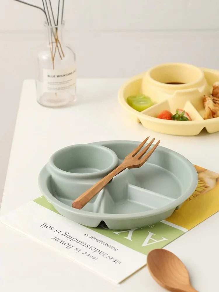 Plato Redondo para Frutas y Ensaladas, Bandeja para Desayuno, Aperitivos, Salsas, Platos para Cena, Postres y Tartas, Vajilla de Cocina