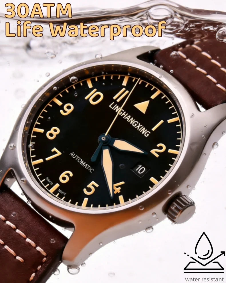 Nuevo Reloj de Moda para Hombre LINGHANGXING 2026, Movimiento de Relojería, Esfera Luminosa, Correa de Cuero Genuino, Estilo Casual de Negocios