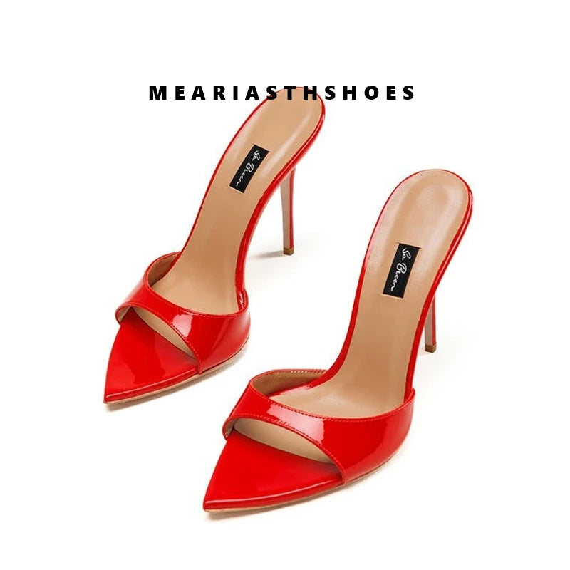 Sandalias de Tacón Alto para Mujer, Diseño Sexy con Punta en Pico, Sandalias de Tacón Alto y Fino, Mules con Punta Abierta