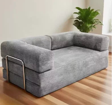 m Sofá italiano minimalista retro de pana de alta gama para sala de estar, sofá cama comprimido, transporte aéreo lavable m