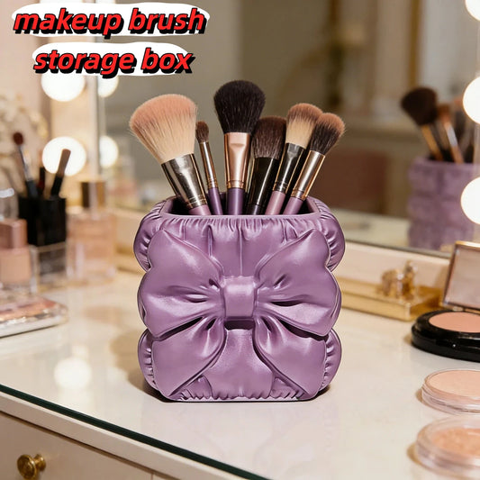 Regalo para el Día de la Madre - Porta Brochas de Maquillaje con Forma de Lazo, Organizador de Belleza de Escritorio, Organizador de Tocador, Porta Bolígrafos con Lazo 3D, Multifuncional