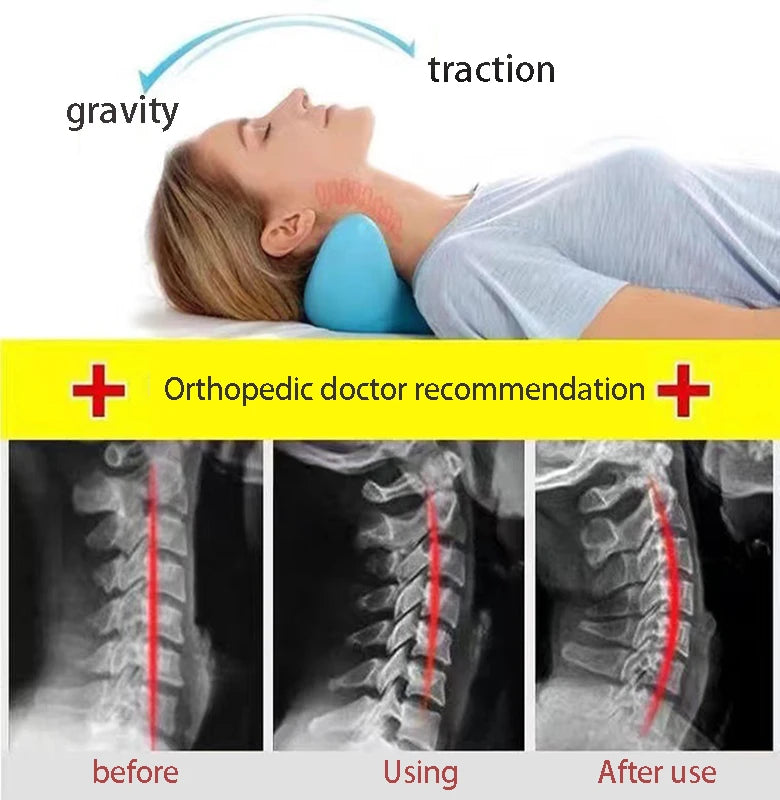 Camilla relajante para cuello y hombros, dispositivo de tracción quiropráctica Cervical, almohada de masaje para aliviar el dolor, alineación de la columna Cervical
