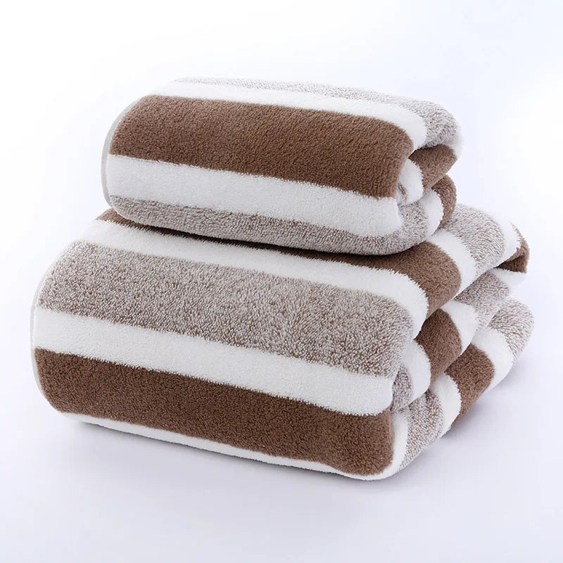 Juego de toallas a rayas de secado rápido para experiencia de baño suave y absorbente Toalla de baño o toalla de mano