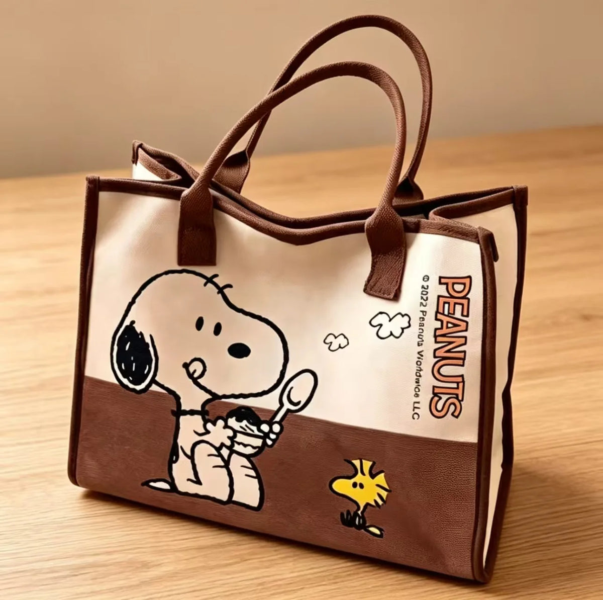 Bolso de Mano de Lona con Diseño de Snoopy, Estilo Kawaii, para Chicas, de Gran Capacidad, Simple, de Nailon