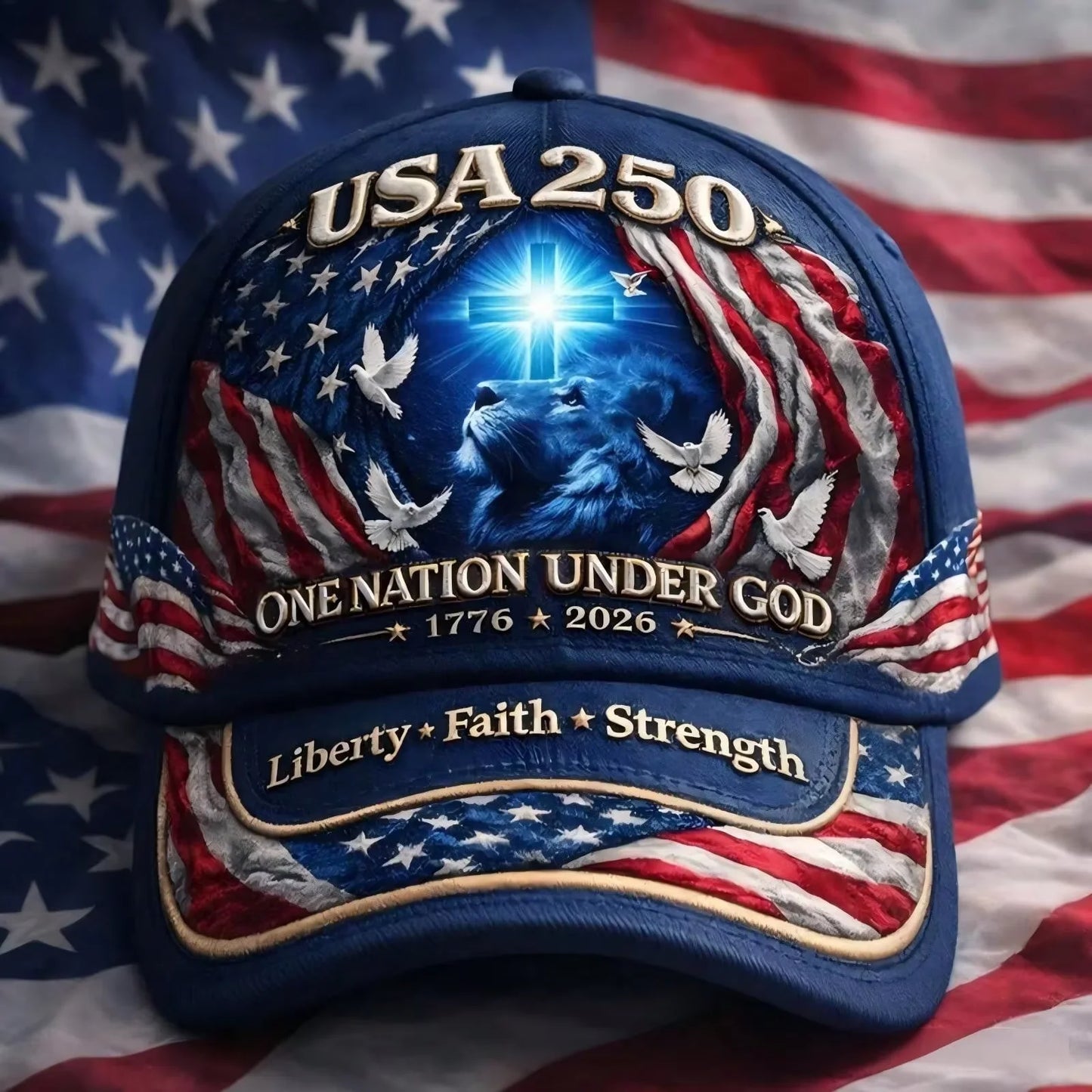 Gorra de béisbol conmemorativa del 250 aniversario de EE. UU. 1776-2026, diseño León de Judá, ajustable, One Nation Under God, regalo bíblico