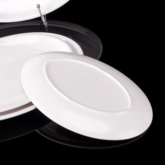Platos ovalados de melamina blanca de 9-14 pulgadas, juego de cena, plato de porcelana de imitación, bandejas planas para carne, servicio de mesa de cocina y Hotel duradero
