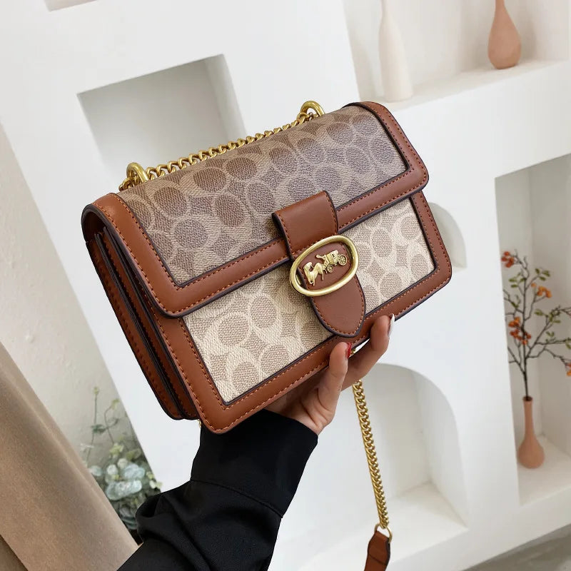 Bolso cruzado de alta gama con contraste de Color para mujer, bolso de hombro pequeño y versátil de diseñador de lujo ligero a la moda