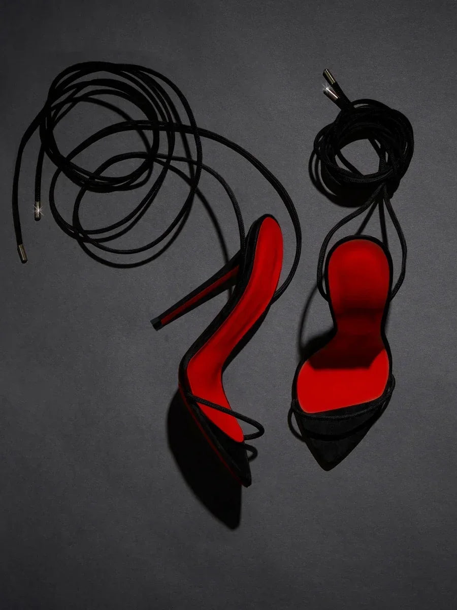 Nuevas sandalias sexis de tacón súper alto con correa puntiaguda de 12cm, sandalias versátiles de tacón delgado de talla 33-46 para mujer