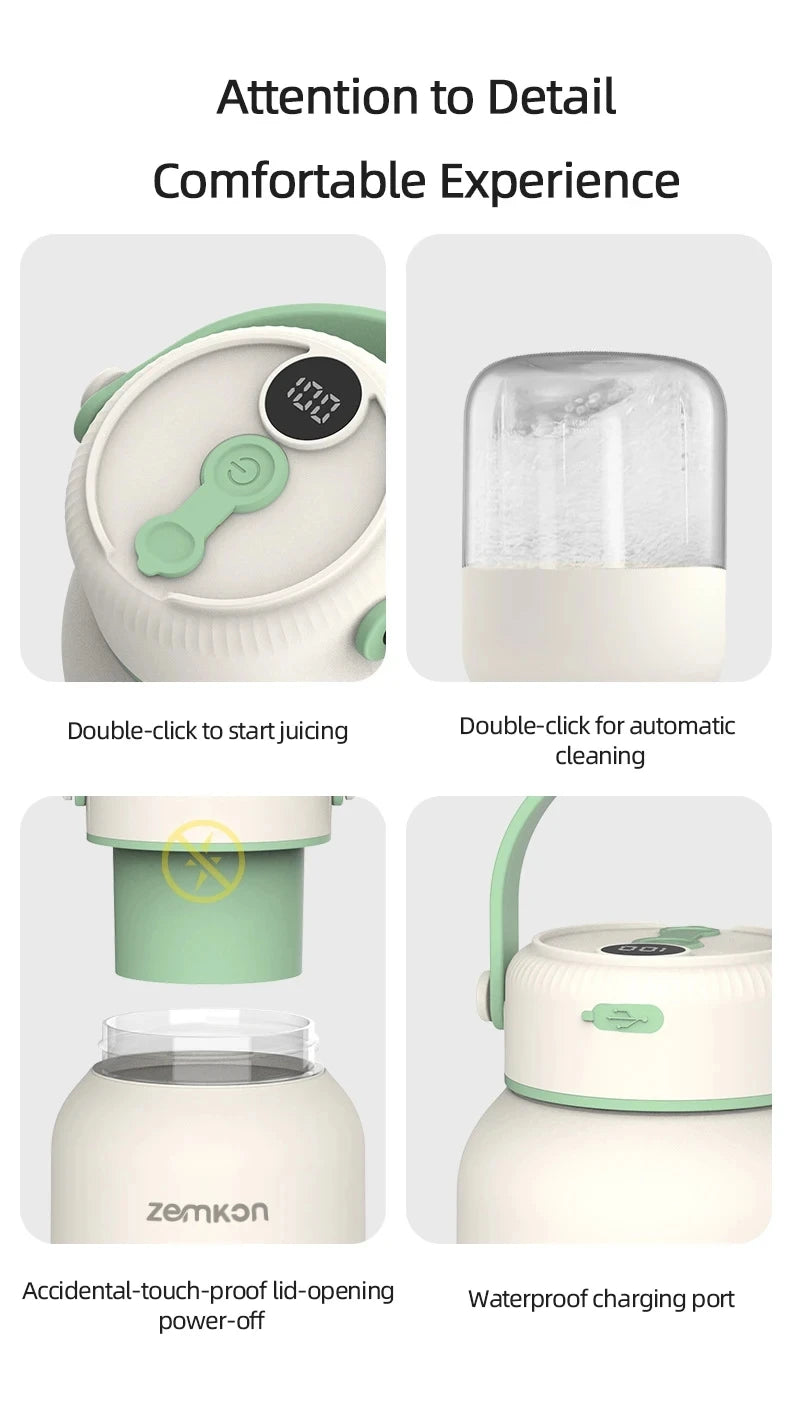 Exprimidor portátil de 1100ML, mezclador de frutas frescas, 26 cuchillas, exprimidor multifuncional recargable por USB, triturador de hielo, licuadora de batidos para el hogar