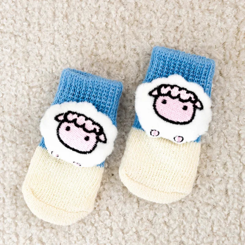 4Pcs/Set Pet Socks Anti Slip Dog Foot Cover Set Teddy Dog Shoes Set 4 Dogs Socks Puppy Socks Dogs Shoes for Small Dogs