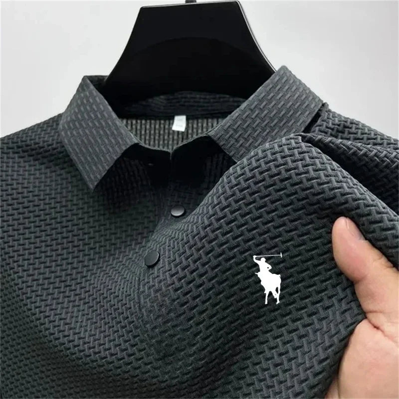Camisetas de Manga Corta de Seda Helada para Hombre, Verano 2026, Frescas, Transpirables, Estilo Business-Casual, Polo Versátil